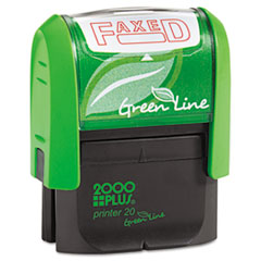2000 PLUS Green Line Message Stamp, Faxed, 1 1/2 x 9/16, Red