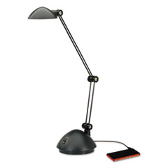 Twin-Arm Task LED Lamp with USB Port, 11.88"w x 5.13"d x 18.5"h, Black