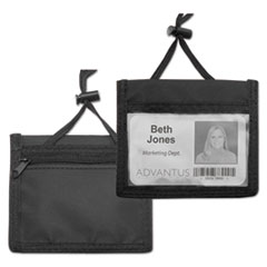 ID BADGE HOLDER W/CONVENTION NECK POUCH, HORIZONTAL, 4W X