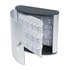 Locking Key Cabinet, 54-Key, Brushed Aluminum, Silver, 11 3/4 x 4 5/8 x 11