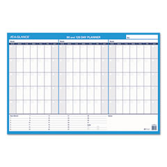 90/120-Day Undated Horizontal Erasable Wall Planner, 36 x 24, White/Blue Sheets, Undated
