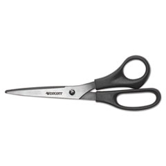 All Purpose Stainless Steel Scissors, 8" Long, 3.5" Cut Length, Black Straight Handle