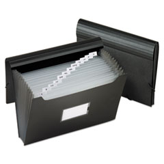 Jumbo 13-Pocket File, 12" Expansion, 13 Sections, Elastic Cord Closure, 1/12-Cut Tabs, Letter Size, Black