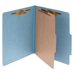 Pressboard Classification Folders, 1 Divider, Letter Size, Sky Blue, 10/Box