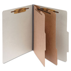 Pressboard Classification Folders, 2 Dividers, Letter Size, Mist Gray, 10/Box