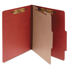 Pressboard Classification Folders, 1 Divider, Letter Size, Earth Red, 10/Box