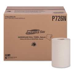Hardwound Roll Paper Towels, 1-Ply, 7.88" x 600 ft, Natural, 12 Rolls/Carton