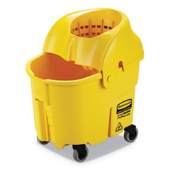 WaveBrake 2.0 Bucket/Wringer Combos, Down-Press, 35 qt, Plastic, Yellow