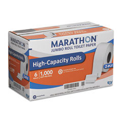 Jumbo Roll Bathroom Tissue, Septic Safe, 2-Ply, 3.5" x 1,000 ft, White, 6 Rolls/Carton