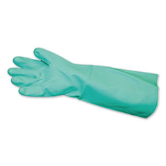 Long-Sleeve Unlined Nitrile Gloves, Powder-Free, Green, Medium, 12 Pair/Carton
