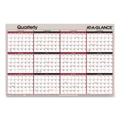 Vertical/Horizontal Erasable Quarterly/Monthly Wall Planner, 24 x 36, White/Black/Red Sheets, 12-Month (Jan to Dec): 2023