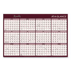 Reversible Horizontal Erasable Wall Planner, 48 x 32, Assorted Sheet Colors, 12-Month (Jan to Dec): 2023