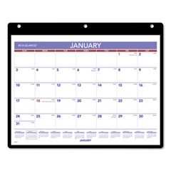 Monthly Desk/Wall Calendar with Plastic Backboard and Bonus Pages, 11 x 8, White/Violet/Red Sheets, 12-Month (Jan-Dec): 2023