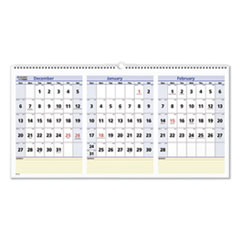 QuickNotes Three-Month Wall Calendar in Horizontal Format, 24 x 12, White Sheets, 15-Month (Dec to Feb): 2022 to 2024