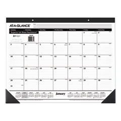 Ruled Desk Pad, 22 x 17, White Sheets, Black Binding, Black Corners, 12-Month (Jan to Dec): 2023