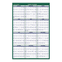 Vertical Erasable Wall Planner, 24 x 36, White/Green Sheets, 12-Month (Jan to Dec): 2023