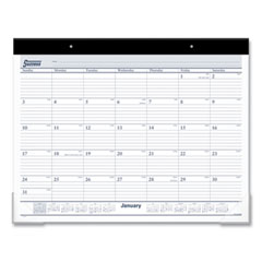 Desk Pad, 21.75 x 17, White Sheets, Black Binding, Clear Corners, 12-Month (Jan to Dec): 2023
