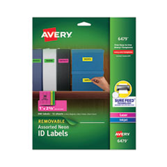 High-Vis Removable Laser/Inkjet ID Labels w/ Sure Feed, 1 x 2 5/8, Neon, 360/PK