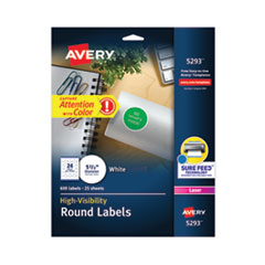 Permanent Laser Print-to-the-Edge ID Labels w/SureFeed, 1 2/3"dia, White, 600/PK
