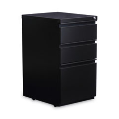 File Pedestal with Full-Length Pull, Left or Right, 3-Drawers: Box/Box/File, Legal/Letter, Black, 14.96" x 19.29" x 27.75"