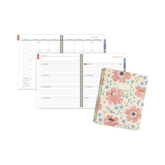 Badge Floral Weekly/Monthly Planner, Badge Floral Artwork, 11x8.5, Blue/Green/Pink Cover, 13-Month(Jan to Jan): 2023 to 2024