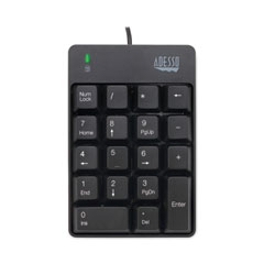Spill-Resistant 18-Key Numeric Keypad, Black