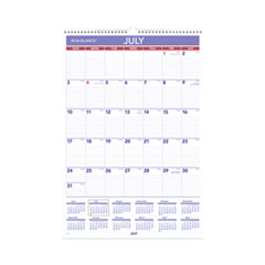 Academic Year Monthly Wall Calendar with Ruled Daily Blocks, 15.5 x 22.75, White Sheets, 12-Month (July to June): 2022-2023