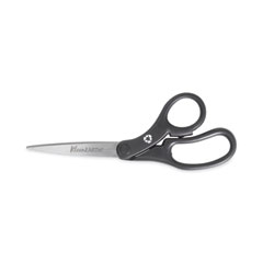 KleenEarth Basic Plastic Handle Scissors, 8" Long, 3.1" Cut Length, Black Offset Handle