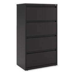Lateral File, 4 Legal/Letter-Size File Drawers, Black, 30" x 18.63" x 52.5"