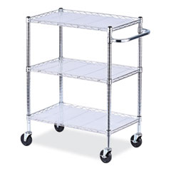 3-Shelf Wire Cart with Liners, 34.5w x 18d x 40h, Silver, 600-lb Capacity