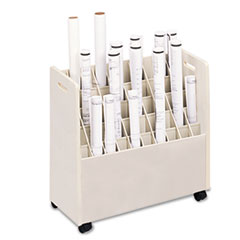Laminate Mobile Roll Files, 50 Compartments, 30-1/4w x 15-3/4d x 29-1/4h, Putty