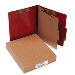 20 pt. PRESSTEX Classification Folders, 1 Divider, Letter Size, Red, 10/Box