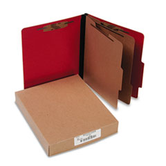 ColorLife PRESSTEX Classification Folders, 2 Dividers, Letter Size, Executive Red, 10/Box