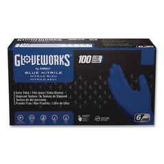 Heavy-Duty Industrial Nitrile Gloves, Powder-Free, 6 mil, X-Large, Royal Blue, 100 Gloves/Box, 10 Boxes/Carton