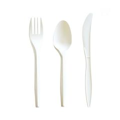 Three-Piece Cutlery Kit, Mediumweight, Fork/Knife/Spoon, 6.97", Plastic, White, 250/Carton