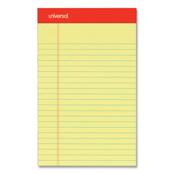 Perforated Ruled Writing Pads, Narrow Rule, Red Headband, 50 Canary-Yellow 5 x 8 Sheets, Dozen