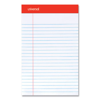 Perforated Ruled Writing Pads, Narrow Rule, Red Headband, 50 White 5 x 8 Sheets, Dozen