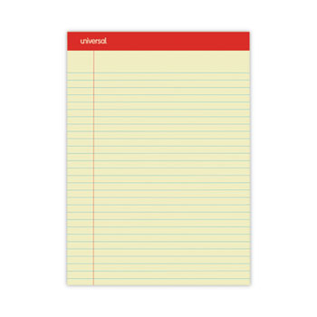 Perforated Ruled Writing Pads, Wide/Legal Rule, Red Headband, 50 Canary-Yellow 8.5 x 11.75 Sheets, Dozen