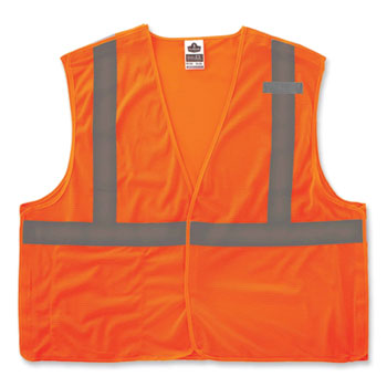 GloWear 8215BA Class 2 Economy Breakaway Mesh Vest, Polyester, X-Small, Orange