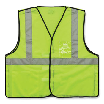 GloWear 8216BA Class 2 Breakaway Mesh ID Holder Vest, Polyester, 2X-Large/3X-Large, Lime