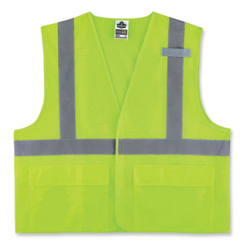 GloWear 8220HL Class 2 Standard Mesh Hook and Loop Vest, Polyester, 4X-Large/5X-Large, Lime