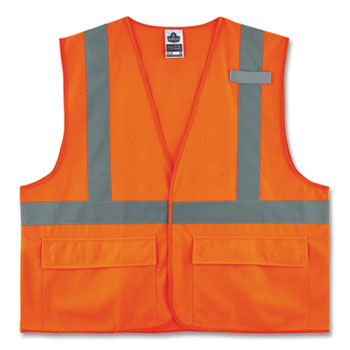 GloWear 8225HL Class 2 Standard Solid Hook and Loop Vest, Polyester, Orange, Small/Medium