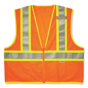 GloWear 8230Z Class 2 Two-Tone Mesh Zipper Vest, Polyester, Small/Medium, Orange