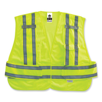 GloWear 8244PSV Class 2 Expandable Public Safety Hook and Loop Vest, Polyester, 3X-Large Plus, Lime