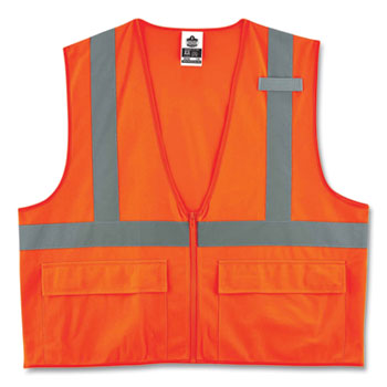 GloWear 8225Z Class 2 Standard Solid Vest, Polyester, Orange, 4X-Large/5X-Large