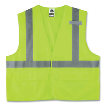 GloWear 8225HL Class 2 Standard Solid Hook and Loop Vest, Polyester, Lime, 2X-Large/3X-Large