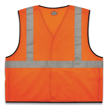 GloWear 8216BA Class 2 Breakaway Mesh ID Holder Vest, Polyester, Small/Medium, Orange