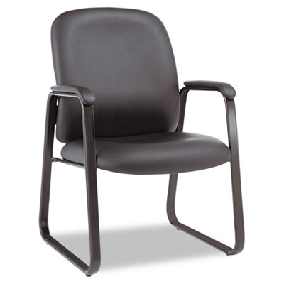 Genaro Series Guest Chair, Black Leather, Sled Base
