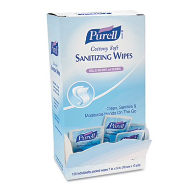 Cottony Soft Individually Wrapped Hand Sanitizing Wipes, 5" x 7"