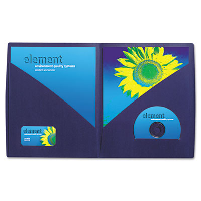 IMPACT Designer Two-Pocket Folder, 11 x 8-1/2, Navy, 5/Pack